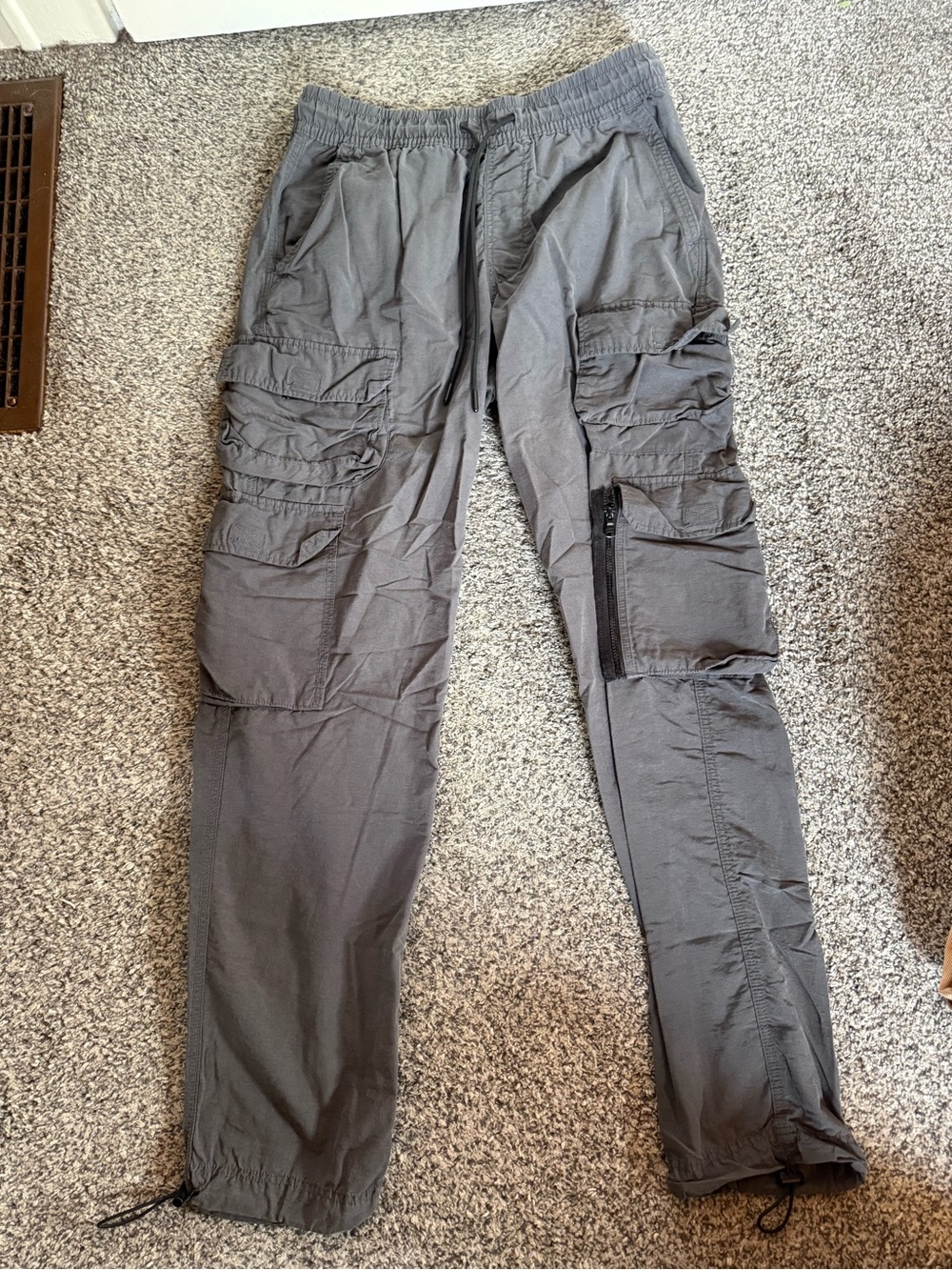 Small Charcoal Grey Utility Drawstring Cargo Pants